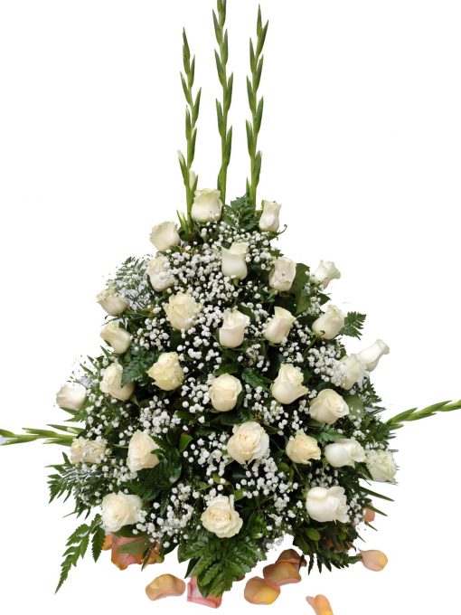 Centro funerario de Rosas blancas para funeral